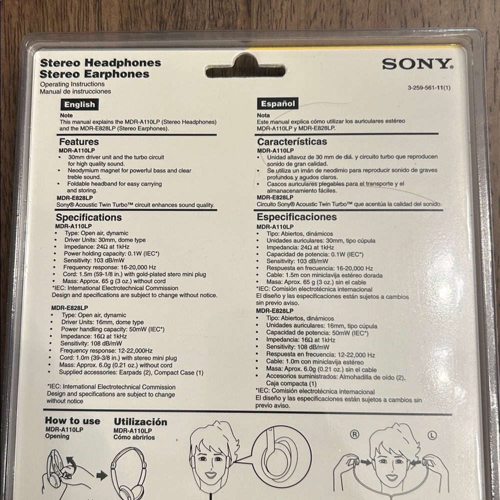 Sony MDR-RSPKG Combo value Pack MDR-A110LP Stereo Headphones and MDR-E828LP VTG - Picture 6 of 9